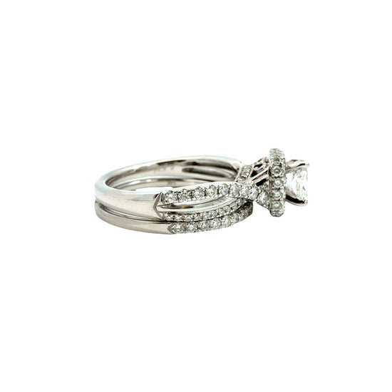 Neil Lane 14k White Gold 1.37cttw Radiant Diamond Halo Engagement Ring & AM Band2