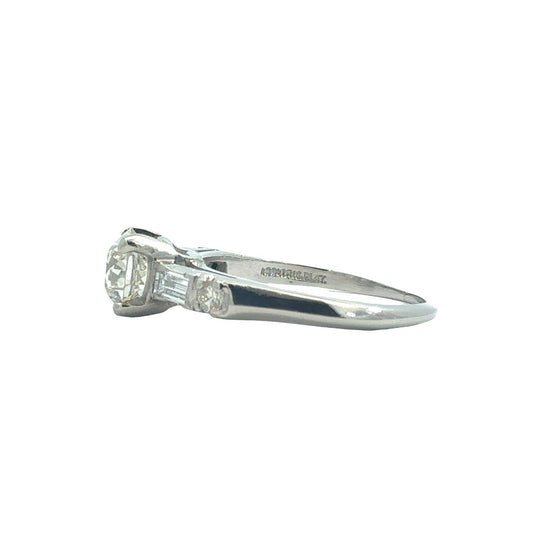 Platinum 1.49ctw(1.11ctw) Euro Cut Diamond Engagement Ring5