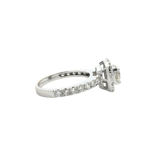 18k White Gold 0.81tcw (1.72cttw) Round-Cut Diamond Cushion Halo Engagement Ring5