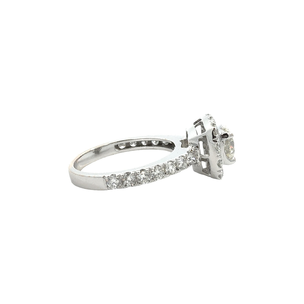 18k White Gold 0.81tcw (1.72cttw) Round-Cut Diamond Cushion Halo Engagement Ring5