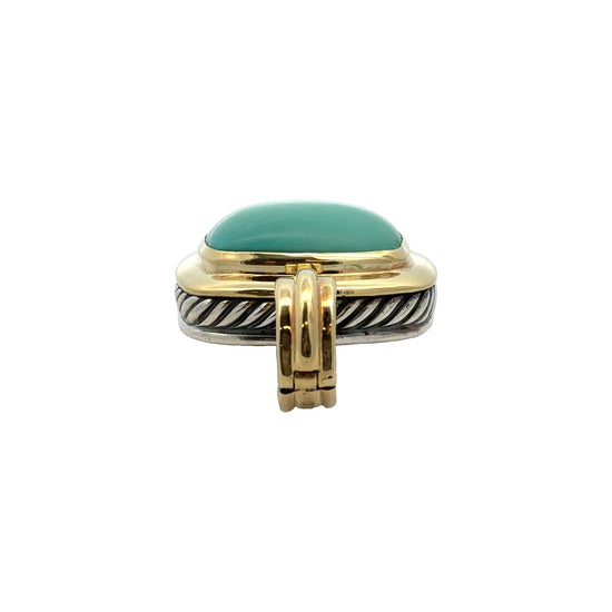 David Yurman Sterling Silver and 18k Yellow Gold Turquoise Albion Pendant3