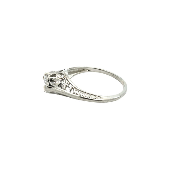 Vintage 18k White Gold 0.77tcw Diamond Solitaire Filigree Engagement Ring6