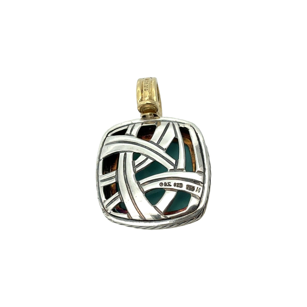 David Yurman Sterling Silver and 18k Yellow Gold Turquoise Albion Pendant6