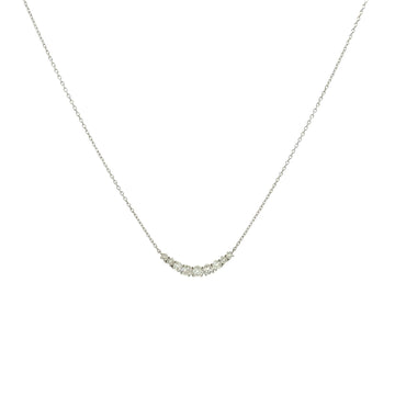 14k White Gold 0.37cttw Diamond Curved Bar Necklace 18"0