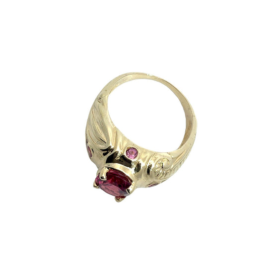 Vintage 14k Yellow Gold & 1.78cttw Pink Tourmaline Multistone Statement Ring 1