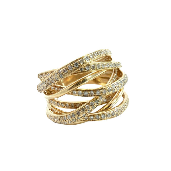 Effy 14k Yellow Gold & 0.90cttw Diamond Layered Crossover Ring Size 76