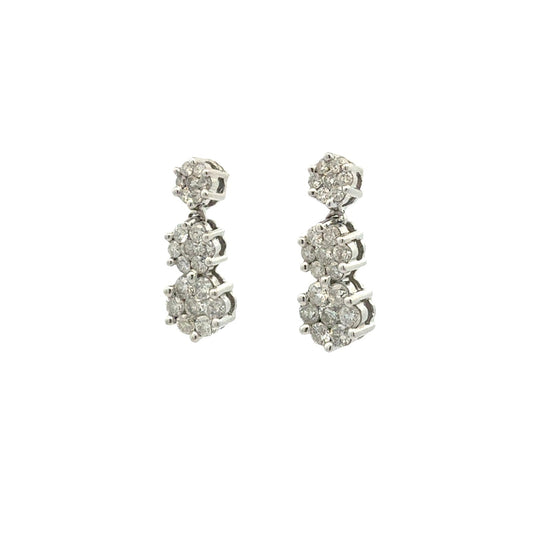14k White Gold and 1.89ctw Diamond Tiered Floral Drop Earrings1