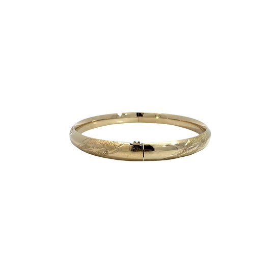 14k Yellow Gold Textured Hinged Bangle Bracelet3