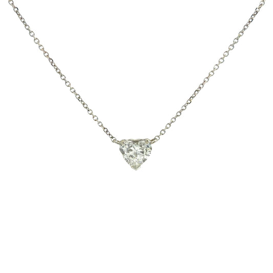 14k White Gold Heart-Cut Solitaire 2.29tcw Diamond Pendant Necklace 18"0