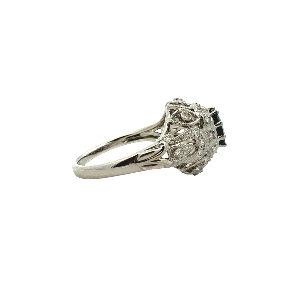 Vintage 14k White Gold 1.07tcw Sapphire and 0.26cttw Diamond Filigree Ring2