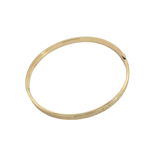 14k Yellow Gold Textured Hinged Bangle Bracelet 7.5"1