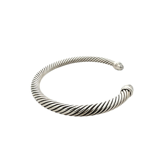 David Yurman Sterling Silver Pavé Diamond Cable Cuff Bracelet5