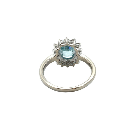 18k White Gold Oval 2.78tcw Topaz and 0.77cttw Diamond Halo Cocktail Ring3