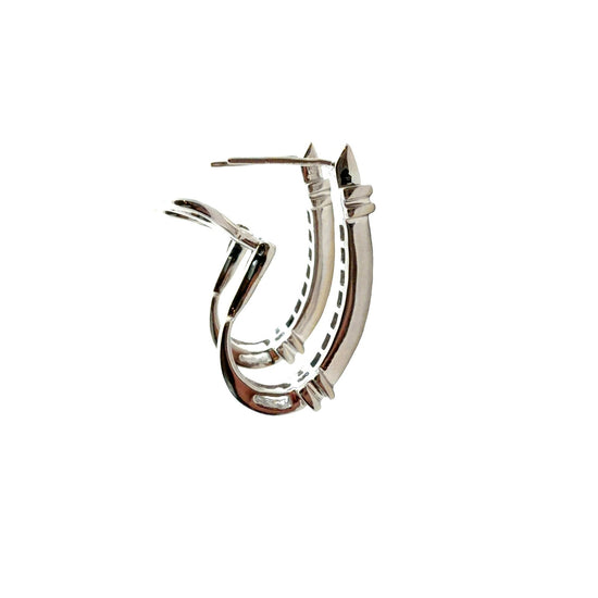 14k White Gold Alternating White & Blue 0.84cttw Diamond Hoop Earrings6
