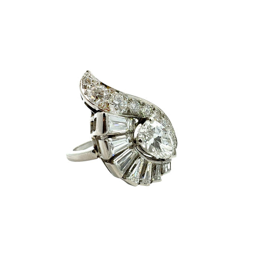 Vintage Platinum 2.30cttw Diamond Ballerina Cocktail Ring1