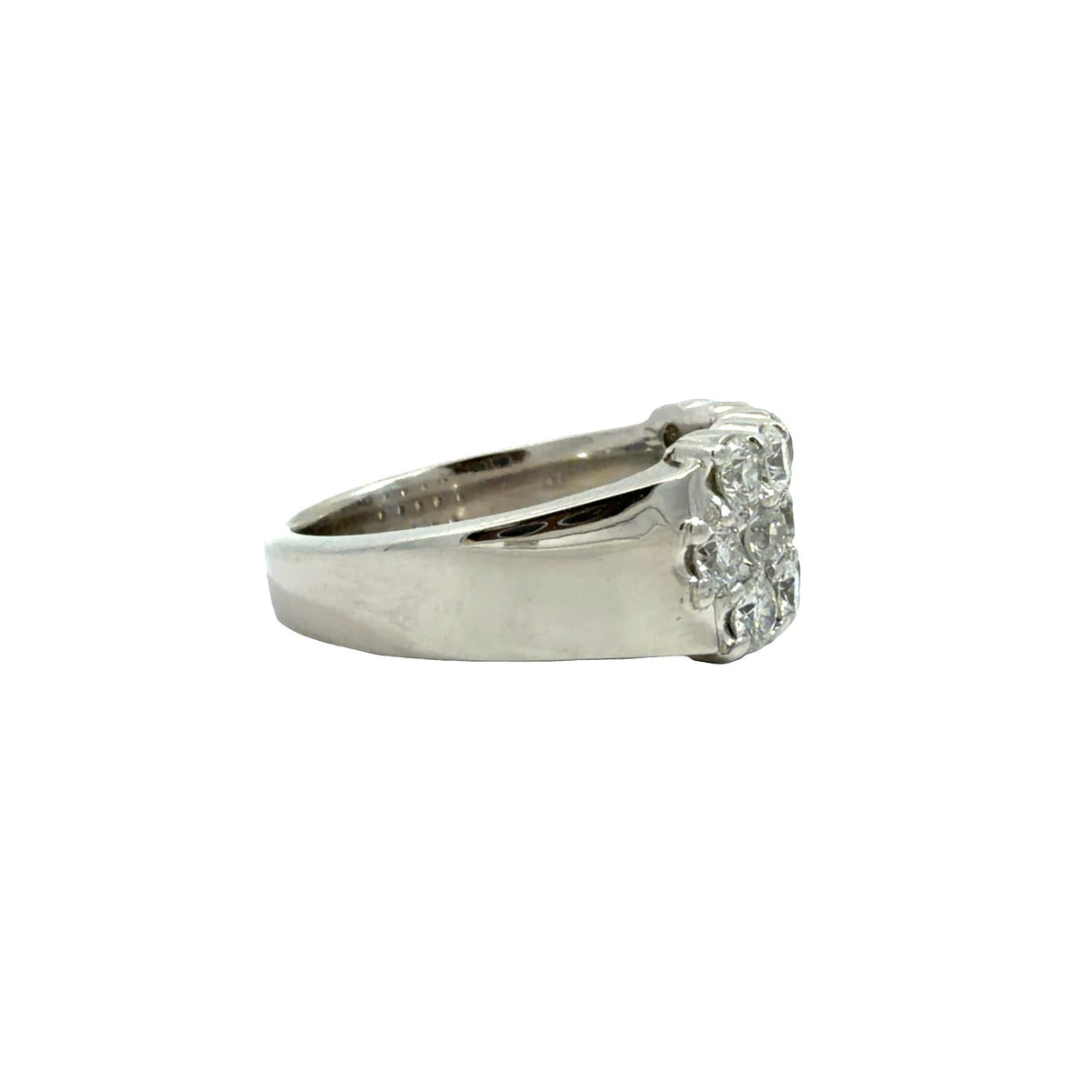 14k White Gold 1.35cttw Diamond Cluster Ring Size 6.751