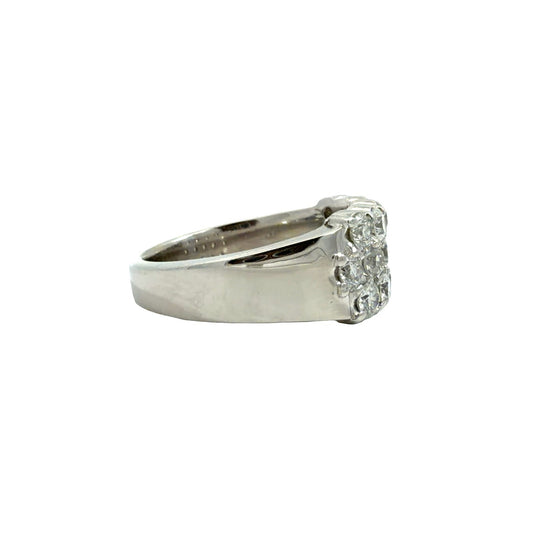 14k White Gold 1.35cttw Diamond Cluster Ring Size 6.751