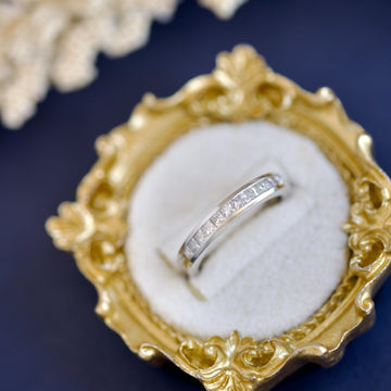 14k White Gold Channel Set Princess-Cut 0.36cttw Diamond Half Eternity Band0