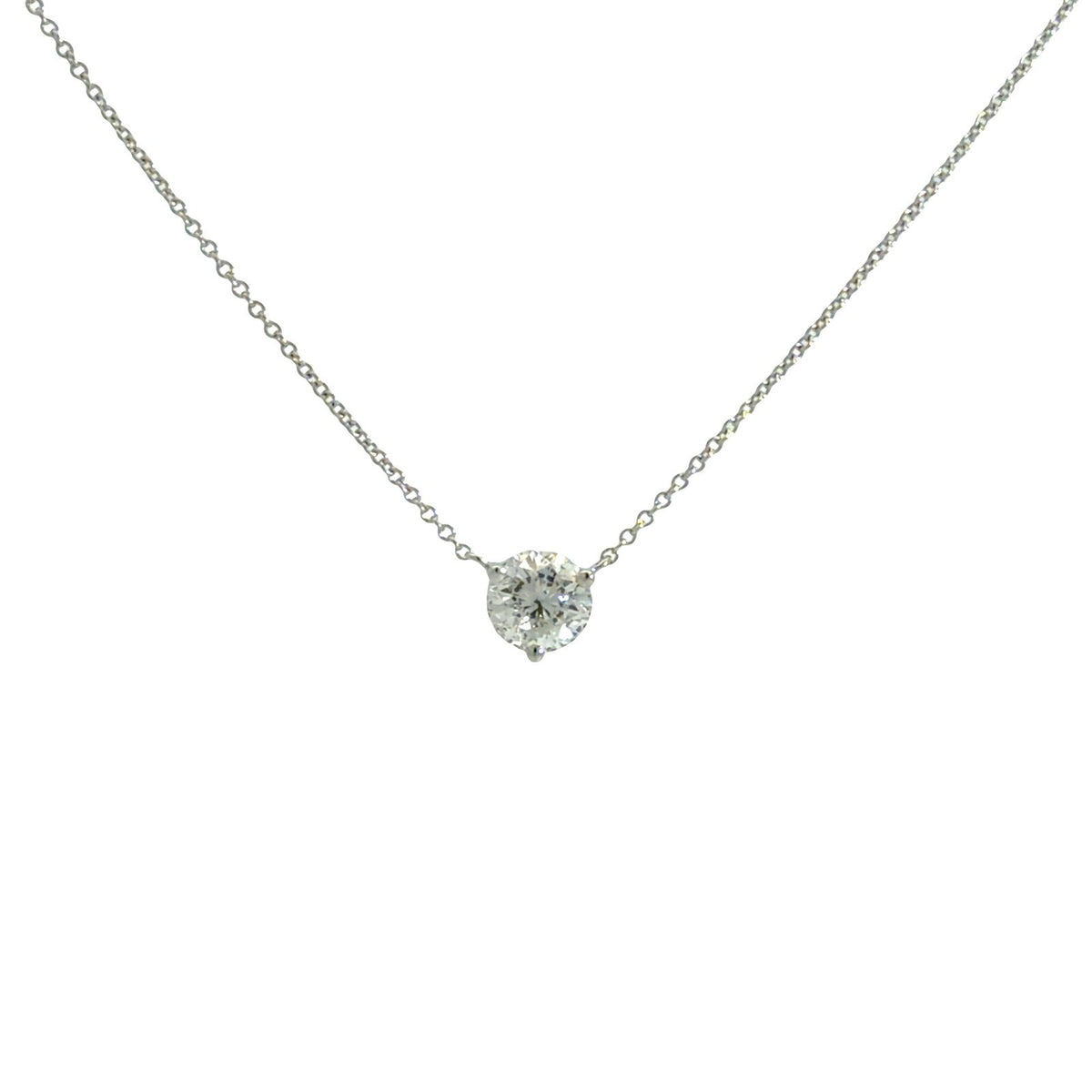 14k White Gold 0.80tcw Diamond Solitaire Pendant Necklace1