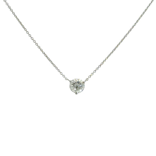 14k White Gold 0.80tcw Diamond Solitaire Pendant Necklace1