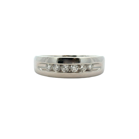 14k White Gold Channel Set 0.23ctw Diamond Wedding Band Size 80