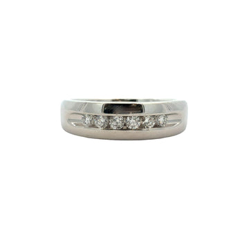 14k White Gold Channel Set 0.23ctw Diamond Wedding Band Size 80