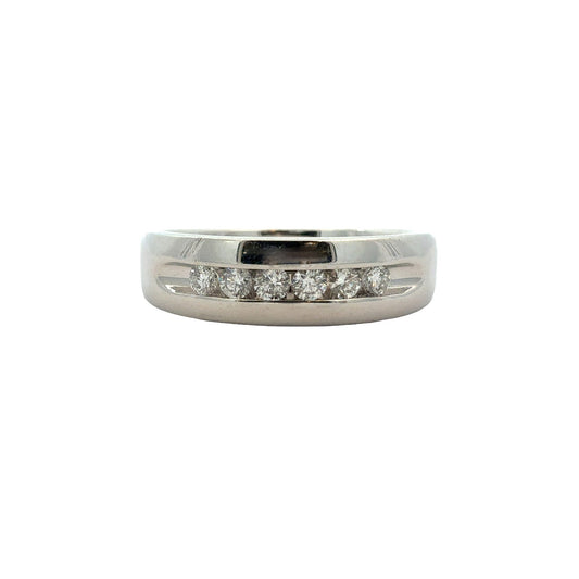 14k White Gold Channel Set 0.23ctw Diamond Wedding Band Size 80