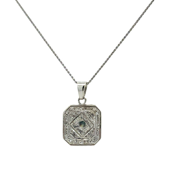 Vintage 14k White Gold 0.31tcw Blue Diamond Geometric Pendant Necklace3