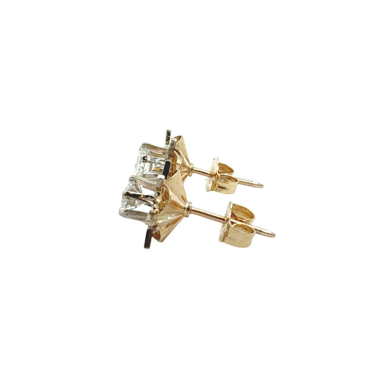 Antique 14k Yellow Gold Two-Tone 0.54cttw Diamond Buttercup-Set Stud Earrings5