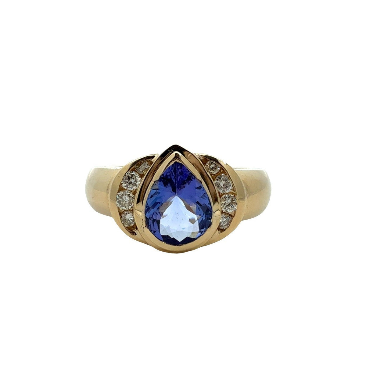 14k Yellow Gold Pear-Shaped 1.52tcw Tanzanite & 0.21cttw Diamond Cocktail Ring0