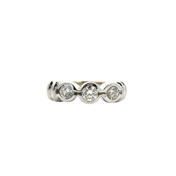 14k White Gold Three-Stone 0.50cttw Diamond Bezel-Set Band0