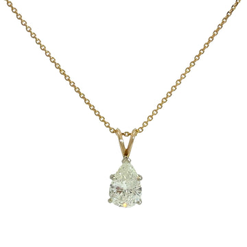 14k Yellow Gold Two-Tone Pear-Shaped 1.93tcw Diamond Solitaire Pendant Necklace0