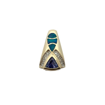 14k Yellow Gold 0.49tcw Tanzanite 0.14cttw Diamond & Opal Inlay Pendant0