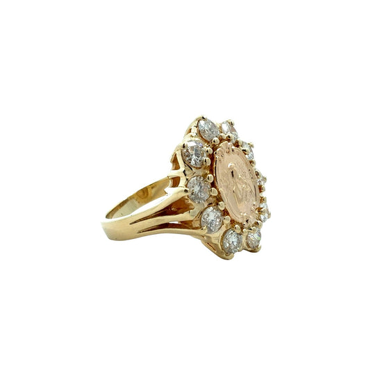 14k Yellow Gold 1.65cttw Diamond Halo Medallion Ring2