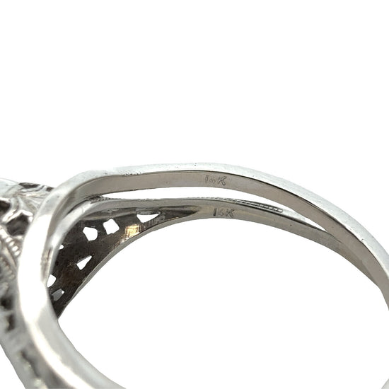 Vintage 14k White Gold 0.23ctw Diamond Engagement & Wedding Ring Set Size 5.57
