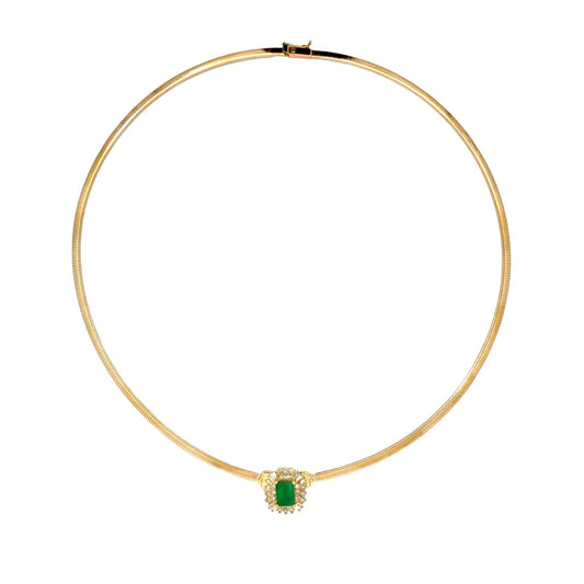 Vintage ADL 14k Yellow Gold 1.44tcw Emerald & 0.62cttw Diamond Necklace 17"1