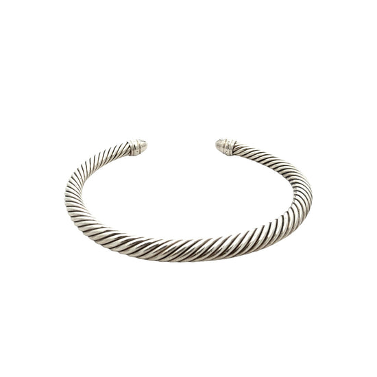 David Yurman Sterling Silver Pavé Diamond Cable Cuff Bracelet4