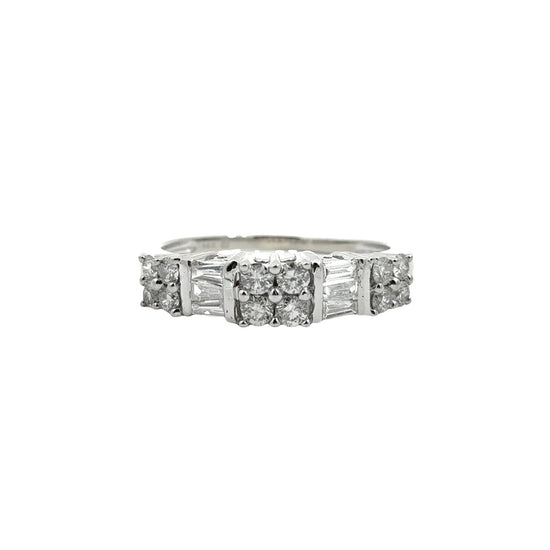 14k White Gold 0.52cttw Diamond Baguette and Round Anniversary Band Ring0