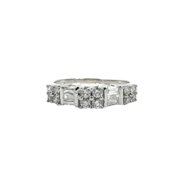 14k White Gold 0.52cttw Diamond Baguette and Round Anniversary Band Ring0