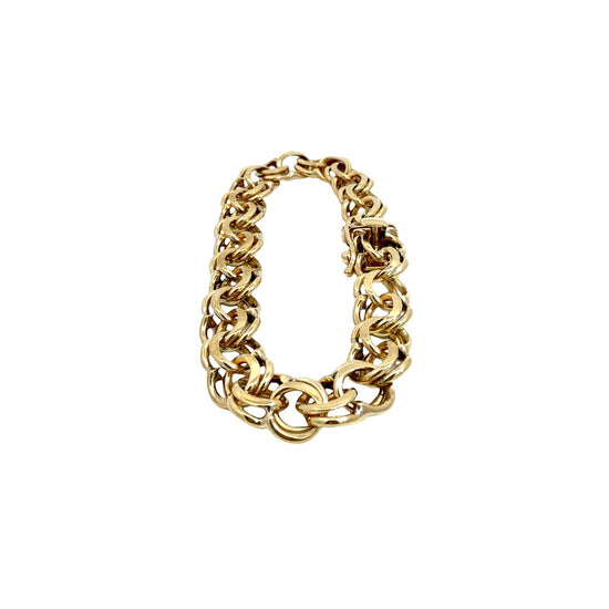 14k Yellow Gold Double Link Chain Charm Bracelet2