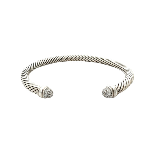 David Yurman Sterling Silver Pavé Diamond Cable Cuff Bracelet1