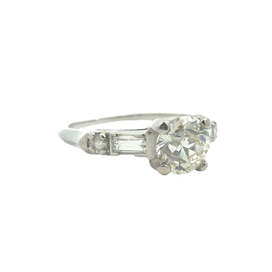 Platinum 1.49ctw(1.11ctw) Euro Cut Diamond Engagement Ring2