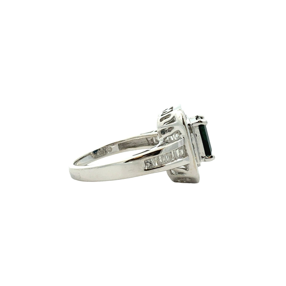14k White Gold Emerald-Cut 1.11tcw Sapphire and 0.65cttw Diamond Cocktail Ring2