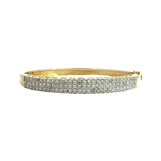 14k Yellow Gold Multi-Row 2.39cttw Diamond Pavé Hinged Bangle Bracelet 6.75"0