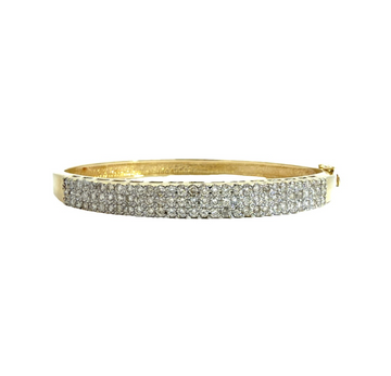 14k Yellow Gold Multi-Row 2.39cttw Diamond Pavé Hinged Bangle Bracelet 6.75"0