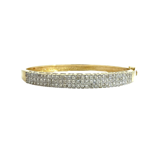 14k Yellow Gold Multi-Row 2.39cttw Diamond Pavé Hinged Bangle Bracelet 6.75"0