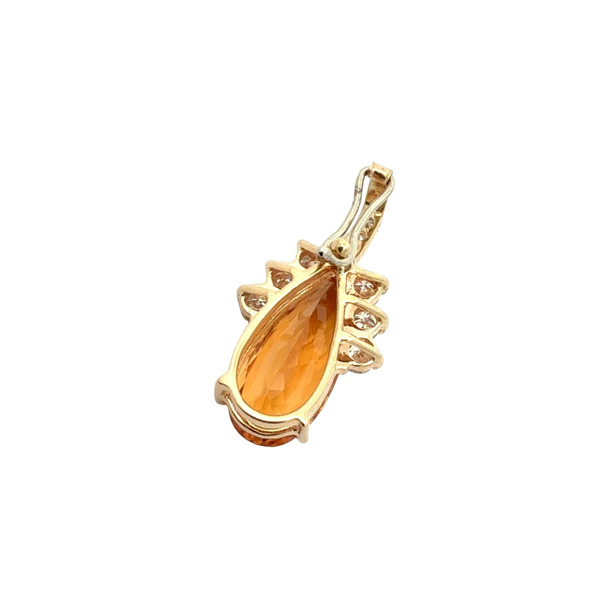 Vintage 14k Yellow Gold 4.89tcw Citrine and 0.71cttw Diamond Pendant4