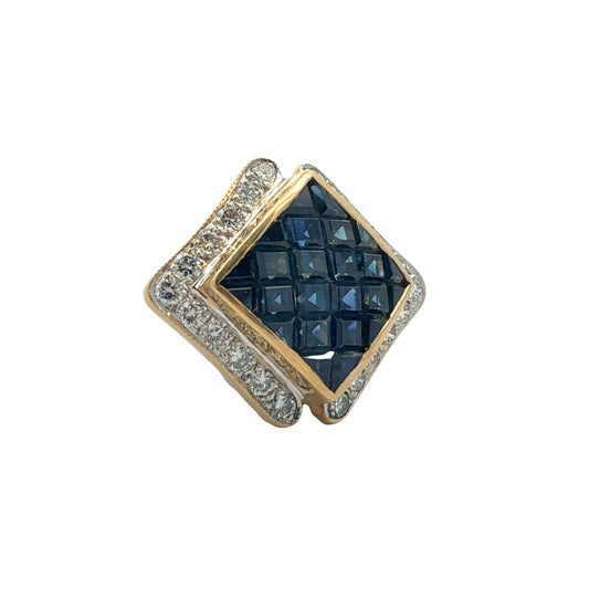 18k Yellow Gold 1.62cttw Sapphire & 061cttw Diamond Pendant1
