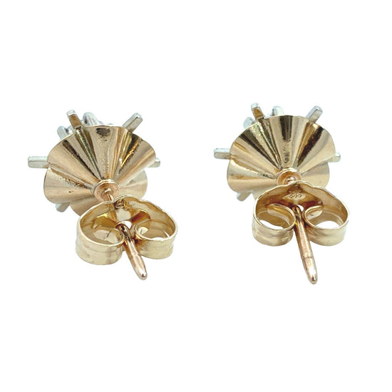 Antique 14k Yellow Gold Two-Tone 0.54cttw Diamond Buttercup-Set Stud Earrings6