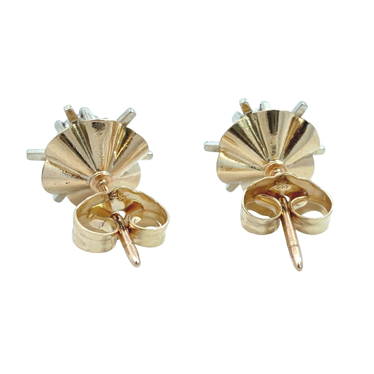 Antique 14k Yellow Gold Two-Tone 0.54cttw Diamond Buttercup-Set Stud Earrings6